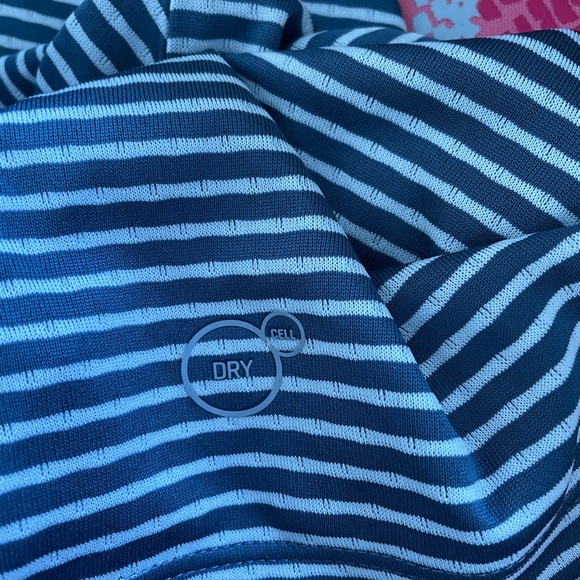 Puma golf short sleeve v neck top size Large- dusty blue and white stripe - Picture 7 of 10